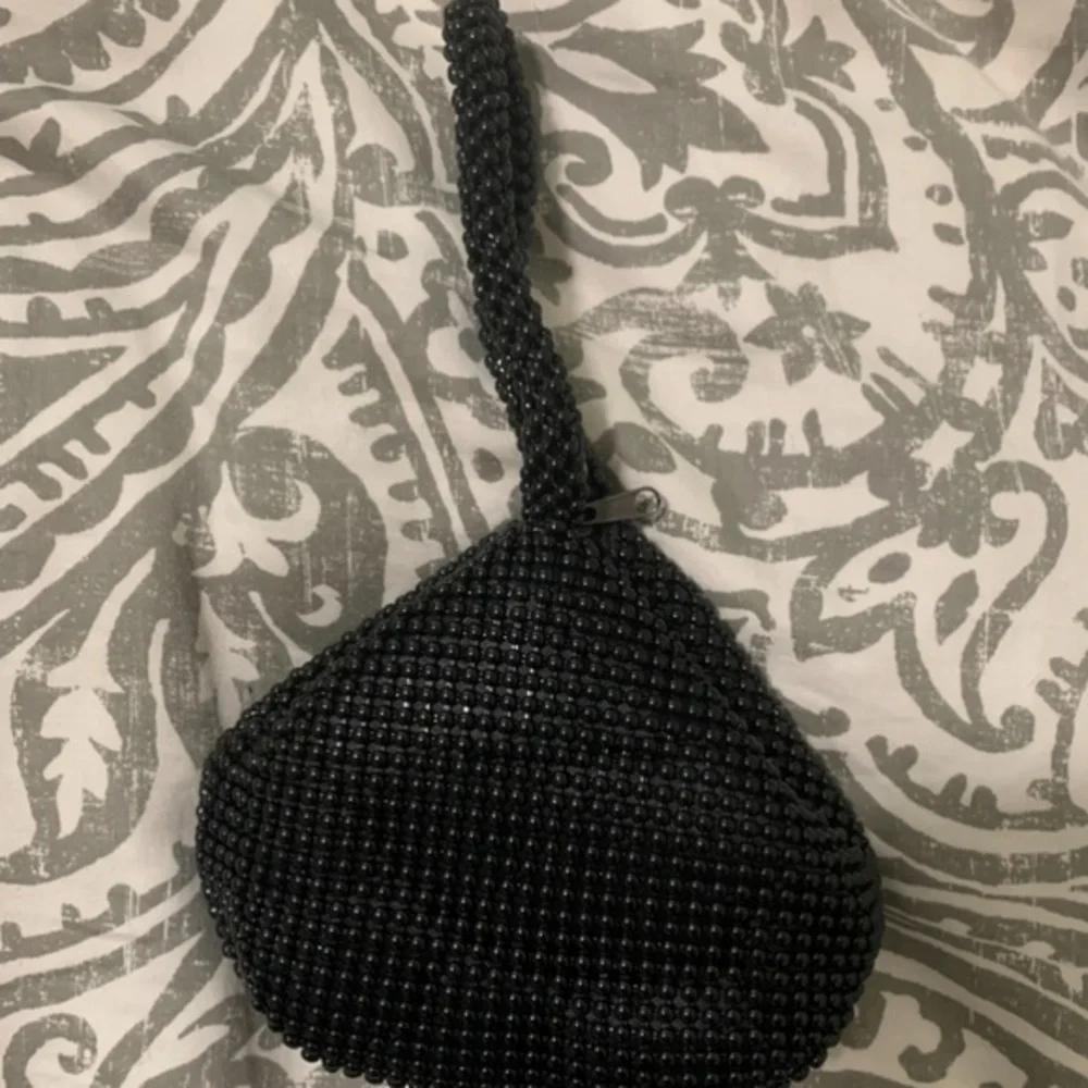 NWOT black beaded wristlet bag